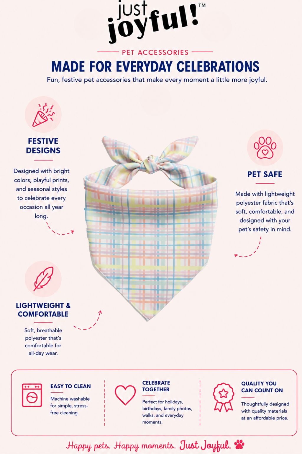 Pastel Plaid Pet Bandana
