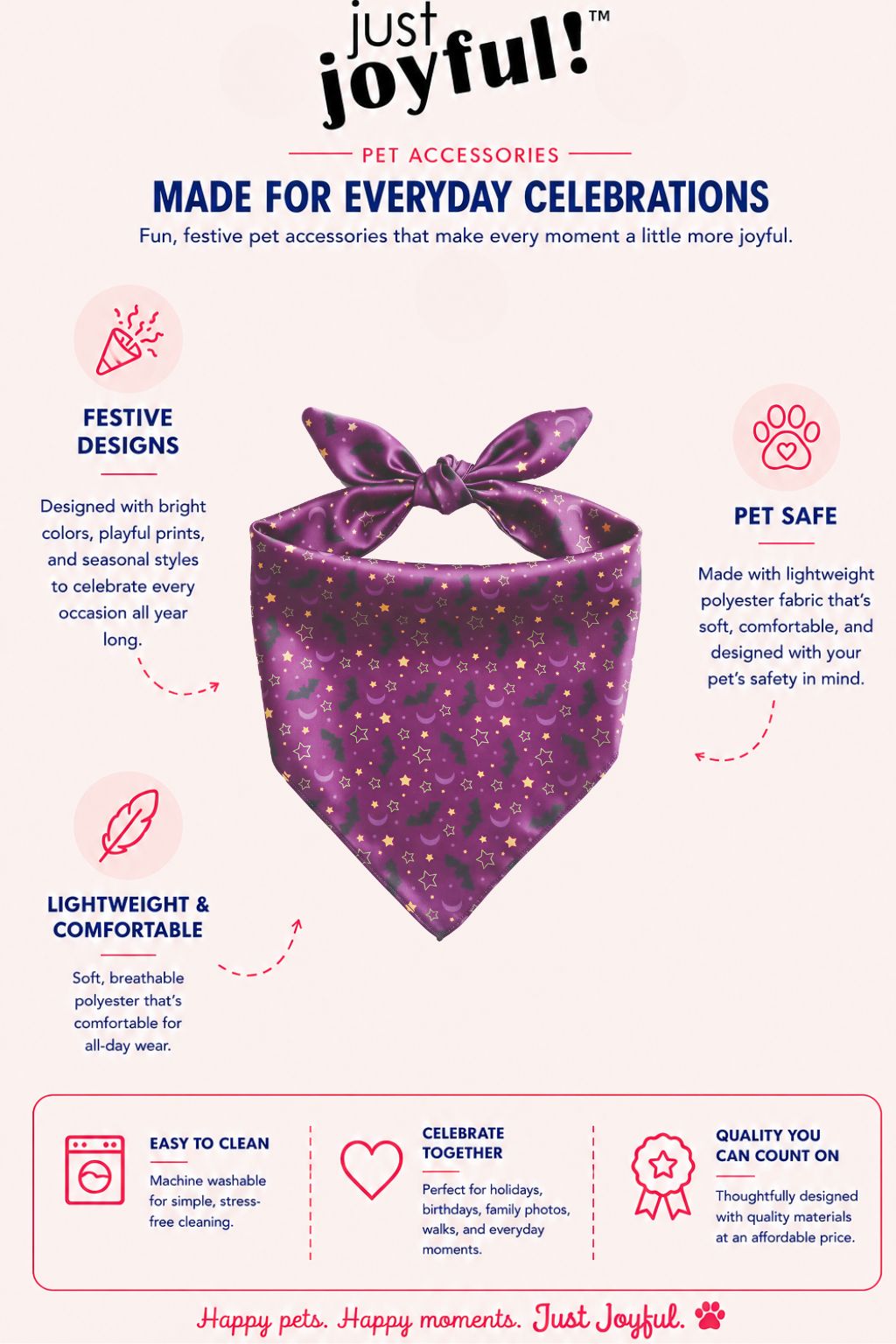 Purple Bat Pet Bandana
