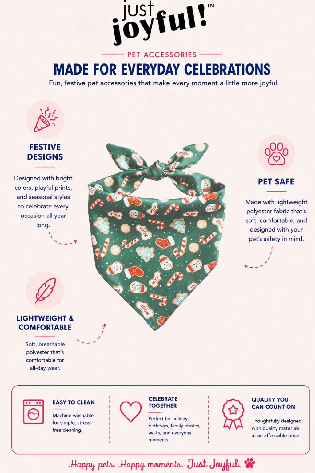 Stocking & Candy Cane Pet Bandana