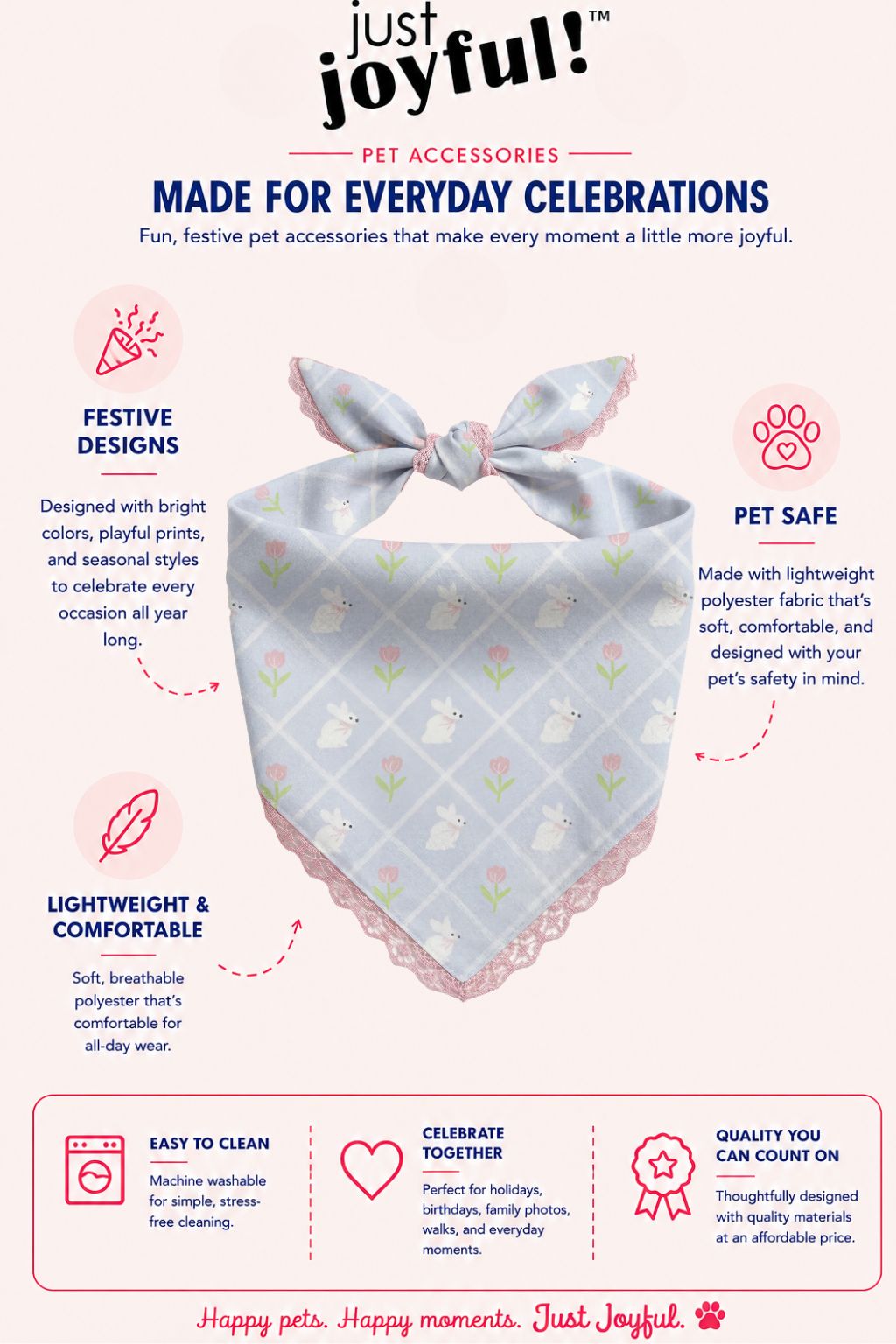 Bunny Floral Pet Bandana