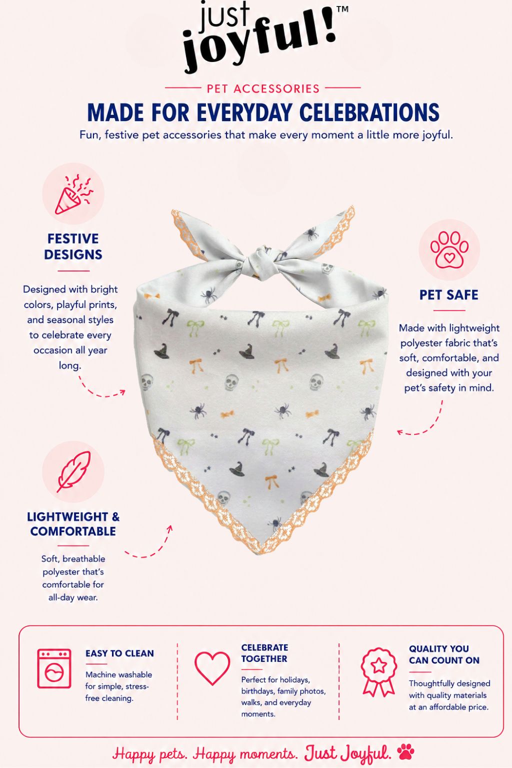 Skull & Bow Pet Bandana