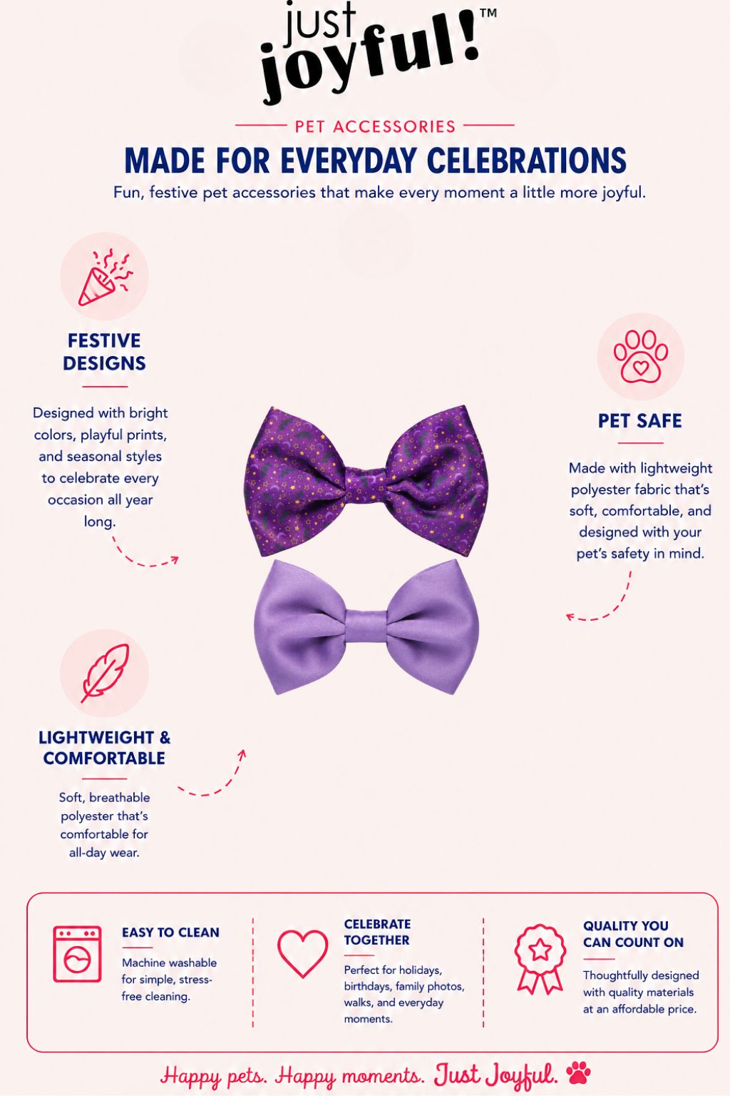 2Pc Bat Pet Bow Set