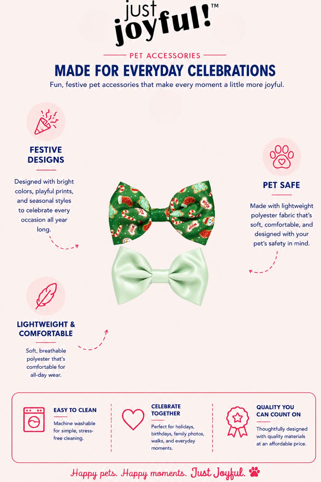 2Pc Stocking & Candy Cane Pet Bow Set