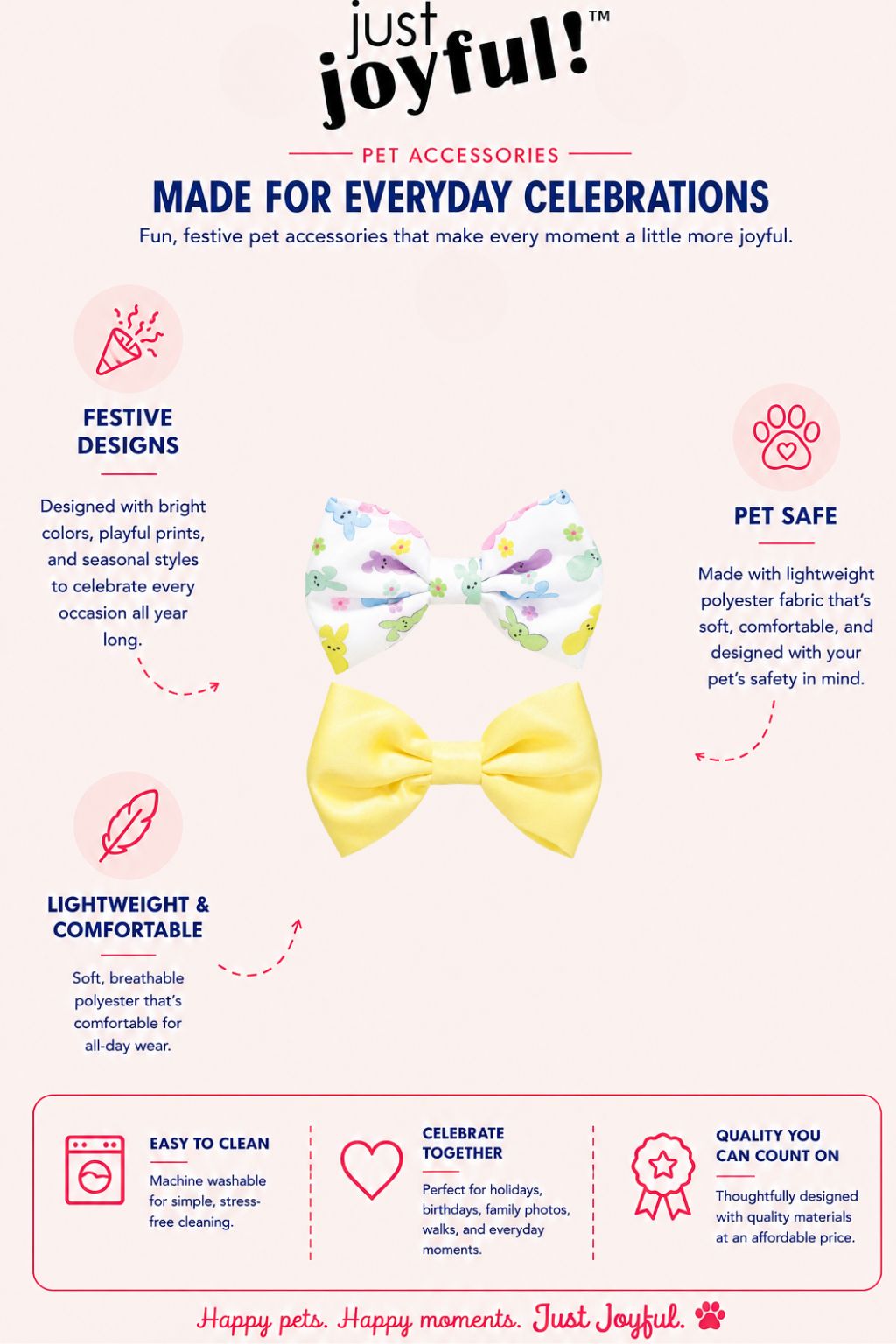 2Pc Bunny Pet Bow Set