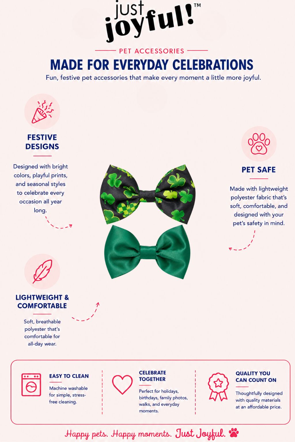 2Pc Clover Pet Bow Set