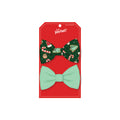 Christmas Dog Green Double Bow Set