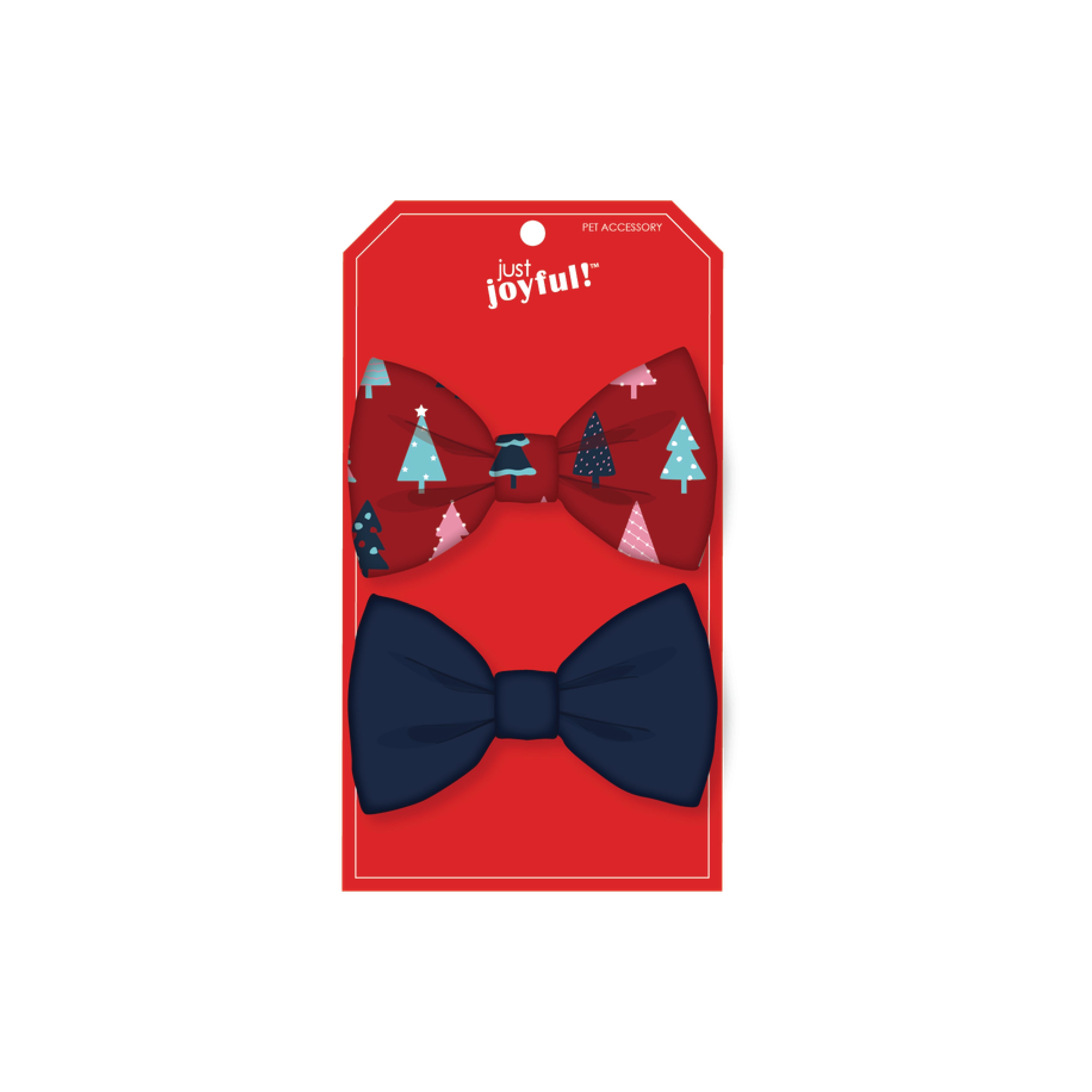 Christmas Dog Tree Double Bow Set