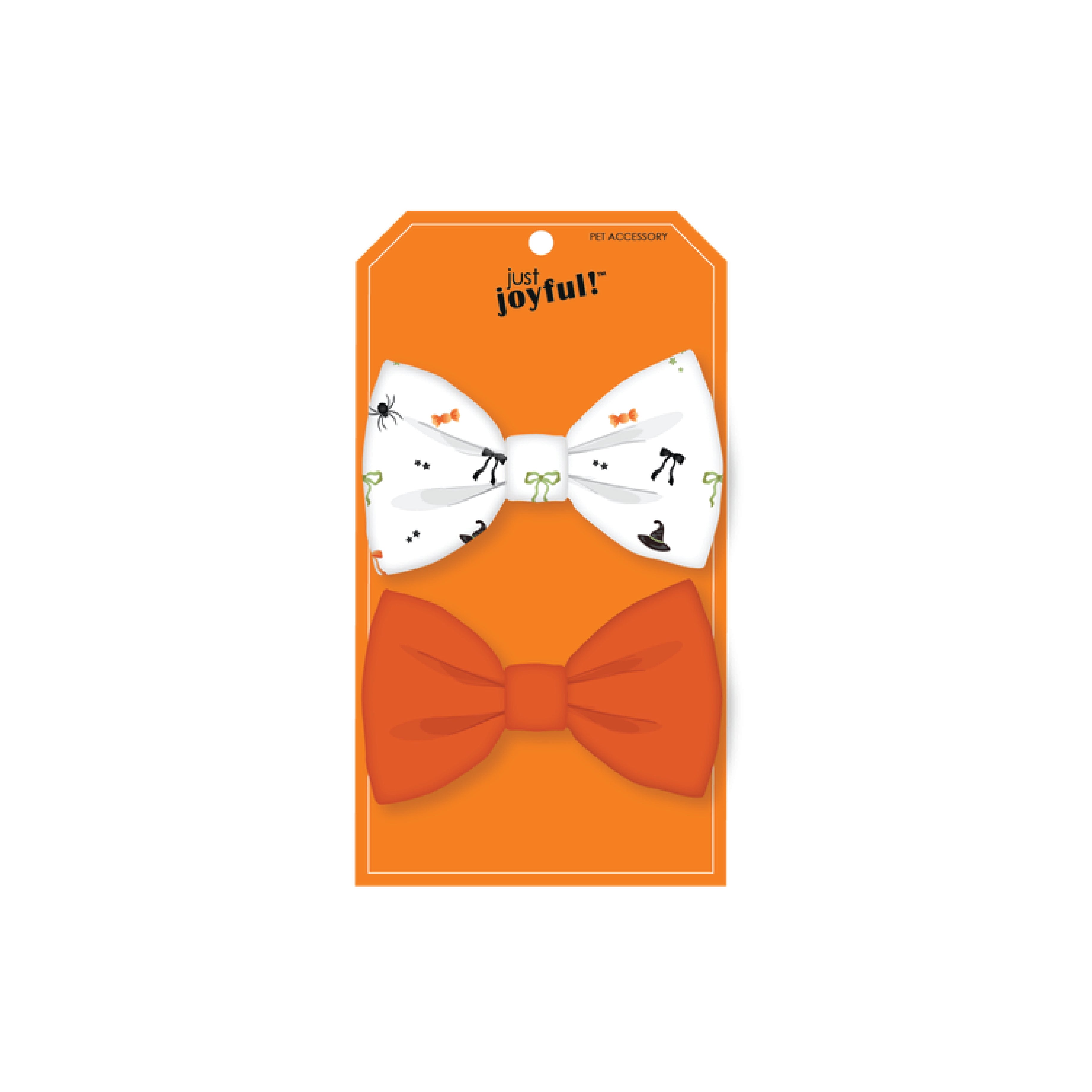 Halloween Orange & White Double Bow Set for Dogs