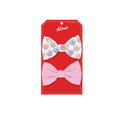 Valentine's Day Pink & White Double Bow Set for Dogs